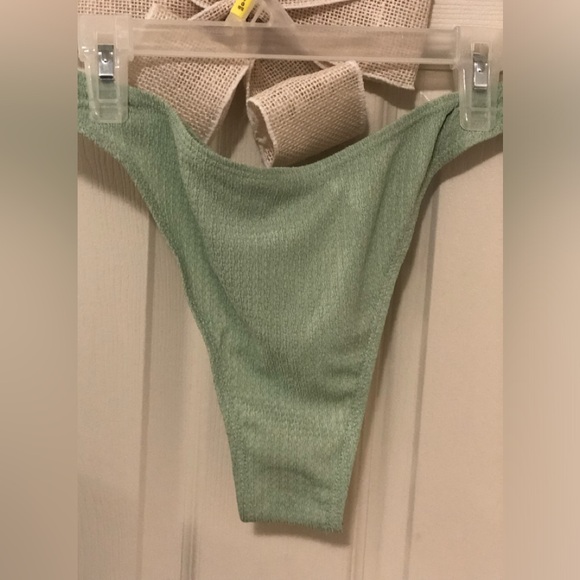 Mint Green 3 Piece Bikini Set with Bandeau Top ,High-cut Bottoms & Headband New - Picture 3 of 8